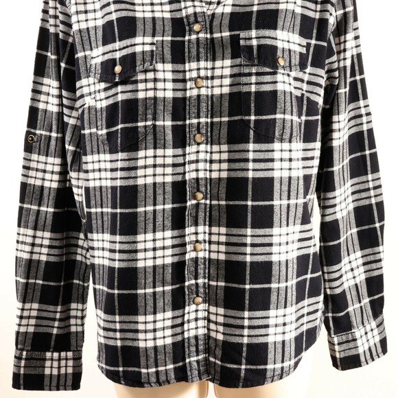 Jack's Girlfriend Womens Western Flannel Plaid Shirt M Roll Cuff Snap Front EUC - Picture 3 of 12